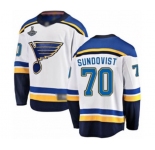 Youth St. Louis Blues #70 Oskar Sundqvist Fanatics Branded White Away Breakaway 2019 Stanley Cup Champions Hockey Jersey