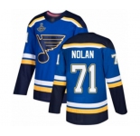 Youth St. Louis Blues #71 Jordan Nolan Authentic Royal Blue Home 2019 Stanley Cup Champions Hockey Jersey