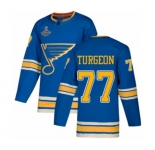 Youth St. Louis Blues #77 Pierre Turgeon Authentic Navy Blue Alternate 2019 Stanley Cup Champions Hockey Jersey