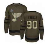 Youth St. Louis Blues #90 Ryan O'Reilly Authentic Green Salute to Service 2019 Stanley Cup Champions Hockey Jersey