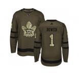 Adidas Toronto Maple Leafs #1 Johnny Bower Green Salute to Service Stitched NHL Jersey