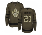 Adidas Toronto Maple Leafs #21 Borje Salming Green Salute to Service Stitched NHL Jersey