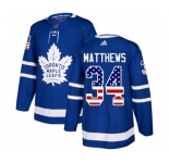 Adidas Toronto Maple Leafs #34 Auston Matthews Authentic Royal Blue USA Flag Fashion NHL Jersey