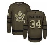 Adidas Toronto Maple Leafs #34 Auston Matthews Green Salute to Service Stitched NHL Jersey