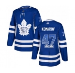 Adidas Toronto Maple Leafs #47 Leo Komarov Authentic Blue Drift Fashion NHL Jersey