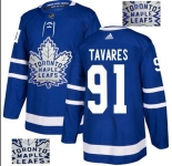 Adidas Toronto Maple Leafs #91 Tavares Authentic Royal Blue Fashion Gold NHL Jersey
