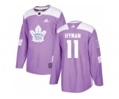 Men Adidas Toronto Maple Leafs #11 Zach Hyman Purple Authentic Fights Cancer Stitched NHL Jersey