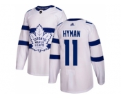 Men Adidas Toronto Maple Leafs #11 Zach Hyman White Authentic 2018 Stadium Series Stitched NHL Jersey