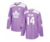 Men Adidas Toronto Maple Leafs #14 Dave Keon Purple Authentic Fights Cancer Stitched NHL Jersey