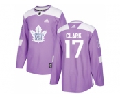 Men Adidas Toronto Maple Leafs #17 Wendel Clark Purple Authentic Fights Cancer Stitched NHL Jersey
