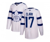 Men Adidas Toronto Maple Leafs #17 Wendel Clark White Authentic 2018 Stadium Series Stitched NHL Jersey