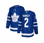 Men Adidas Toronto Maple Leafs #2 Ron Hainsey Blue Home Authentic Stitched NHL Jersey