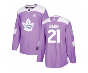 Men Adidas Toronto Maple Leafs #21 Bobby Baun Purple Authentic Fights Cancer Stitched NHL Jersey