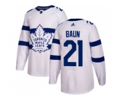 Men Adidas Toronto Maple Leafs #21 Bobby Baun White Authentic 2018 Stadium Series Stitched NHL Jersey
