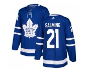 Men Adidas Toronto Maple Leafs #21 Borje Salming Blue Home Authentic Stitched NHL Jersey