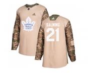 Men Adidas Toronto Maple Leafs #21 Borje Salming Camo Authentic 2017 Veterans Day Stitched NHL Jersey
