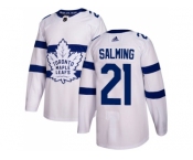 Men Adidas Toronto Maple Leafs #21 Borje Salming White Authentic 2018 Stadium Series Stitched NHL Jersey