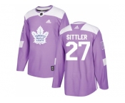 Men Adidas Toronto Maple Leafs #27 Darryl Sittler Purple Authentic Fights Cancer Stitched NHL Jersey