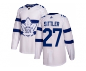 Men Adidas Toronto Maple Leafs #27 Darryl Sittler White Authentic 2018 Stadium Series Stitched NHL Jersey