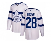 Men Adidas Toronto Maple Leafs #28 Connor Brown White Authentic 2018 Stadium Series Stitched NHL Jersey