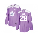 Men Adidas Toronto Maple Leafs #28 Tie Domi Purple Authentic Fights Cancer Stitched NHL Jersey