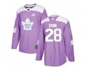 Men Adidas Toronto Maple Leafs #28 Tie Domi Purple Authentic Fights Cancer Stitched NHL Jersey