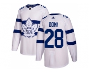 Men Adidas Toronto Maple Leafs #28 Tie Domi White Authentic 2018 Stadium Series Stitched NHL Jersey