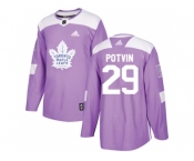 Men Adidas Toronto Maple Leafs #29 Felix Potvin Purple Authentic Fights Cancer Stitched NHL Jersey