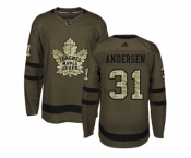 Men Adidas Toronto Maple Leafs #31 Frederik Andersen Green Salute to Service Stitched NHL Jersey