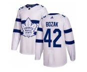 Men Adidas Toronto Maple Leafs #42 Tyler Bozak White Authentic 2018 Stadium Series Stitched NHL Jersey