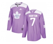 Men Adidas Toronto Maple Leafs #7 Tim Horton Purple Authentic Fights Cancer Stitched NHL Jersey