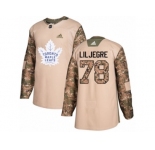 Men Adidas Toronto Maple Leafs #78 Timothy Liljegren Authentic Camo Veterans Day Practice NHL Jersey