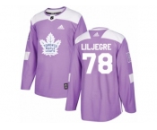 Men Adidas Toronto Maple Leafs #78 Timothy Liljegren Authentic Purple Fights Cancer Practice NHL Jersey