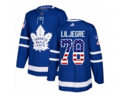 Men Adidas Toronto Maple Leafs #78 Timothy Liljegren Authentic Royal Blue USA Flag Fashion NHL Jersey