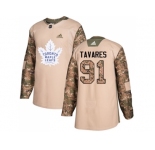 Men Adidas Toronto Maple Leafs #91 John Tavares Camo Authentic 2017 Veterans Day Stitched NHL Jersey