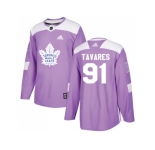 Men Adidas Toronto Maple Leafs #91 John Tavares Purple Authentic Fights Cancer Stitched NHL Jersey
