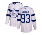 Men Adidas Toronto Maple Leafs #93 Doug Gilmour White Authentic 2018 Stadium Series Stitched NHL Jersey