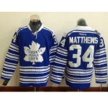 Men Toronto Maple Leafs #34 Auston Matthews Blue 1917-2017 100th Anniversary Stitched NHL Jersey