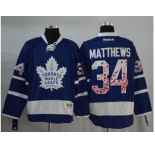 Men Toronto Maple Leafs #34 Auston Matthews Blue Canada Flag Fashion Stitched NHL Jersey