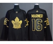 Men's Maple Leafs #16 Mitchell Marner Black Gold Authentic Stitched Hockey Jersey