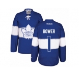 Men's Reebok Toronto Maple Leafs #1 Johnny Bower Authentic Royal Blue 2017 Centennial Classic NHL Jersey