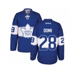 Men's Reebok Toronto Maple Leafs #28 Tie Domi Authentic Royal Blue 2017 Centennial Classic NHL Jersey
