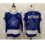 Men's Toronto Maple Leafs #34 Auston Matthews Authentic Royal Blue 2021 New Hockey Jersey