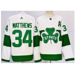 Men's Toronto Maple Leafs #34 Auston Matthews White St Patricks Authentic Jersey