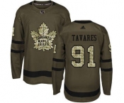 Men's Toronto Maple Leafs #91 John Tavares Green Salute to Service Stitched Hockey Jersey