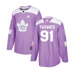 Men's Toronto Maple Leafs #91 John Tavares Purple Fights Cancer Stitched Hockey Jersey