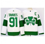 Men's Toronto Maple Leafs #91 John Tavares White St Patricks Authentic Jersey