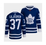 Men's Toronto Maple Leafs Black #37 Timothy Liljegren Blue 2022 Reverse Retro Stitched Jersey