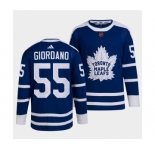 Men's Toronto Maple Leafs Black #55 Mark Giordano Blue 2022 Reverse Retro Stitched Jersey