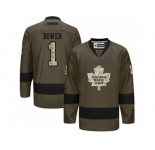 Toronto Maple Leafs #1 Johnny Bower Green Salute to Service Stitched NHL Jersey